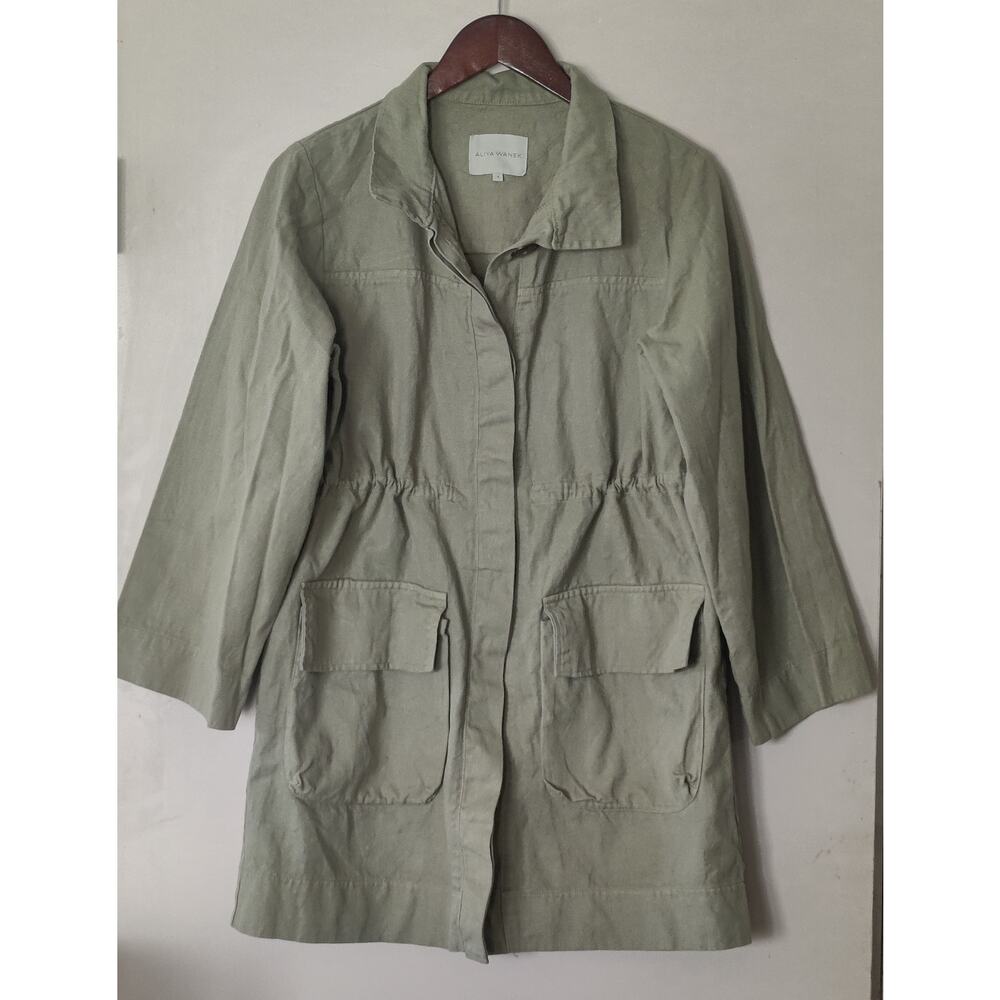 Aliya Wanek Evelyn‎ Jacket Sage Coconut Buttons Size S Hemp-Cotton Oversized - Picture 3 of 8